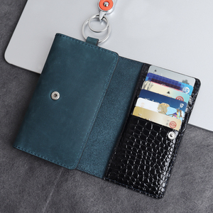 Genuine Leather Key Case Keychain Key <b>Wallet</b> Cowhide Key <b>Holder</b> <b>Wallet</b> Pouch Car Interior Accessories Id Card <b>Holder</b> - Product Image 3