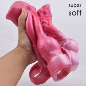 FRRK Soft Fantasy Dog Knot <b>Dildo</b> Cock Sleeve Silicone Red Dragon Penis Sheath Cock Enlargement Extender Sex Toys for Men - Product Image 3