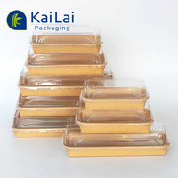 Vente chaude Biodégradable Kraft Papier Sushi Alimentaire Plateau Conteneurs Recyclable Dégradable Mat Laminage pour Chips de Pommes de Terre