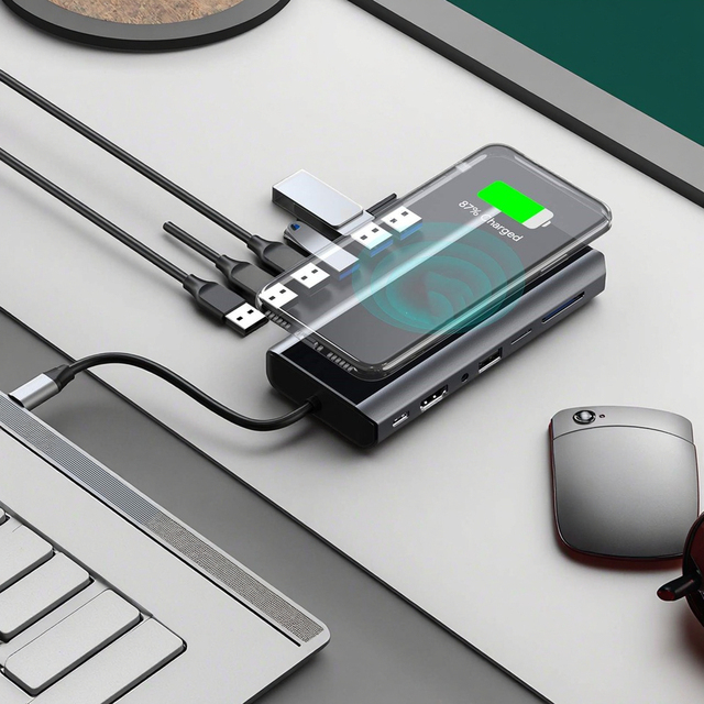Factory Design Compatible Type C USB Hub TF SD Card Reader 4K for 2.0 Aluminum Alloy Docking Station Laptop Stand 9 Ports