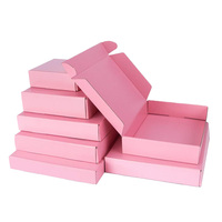 Caja de cartón Rosa personalizada, caja de embalaje de envío de correo corrugado con logotipo, caja de correo de ropa de regalo reciclable