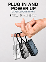 Power Bank Mini Kapsul HYTO 5000mAh dengan Konektor USB-C Lipat, Pengisian Daya Nirkabel untuk Jam Tangan, dan Dudukan Portabel Terintegrasi