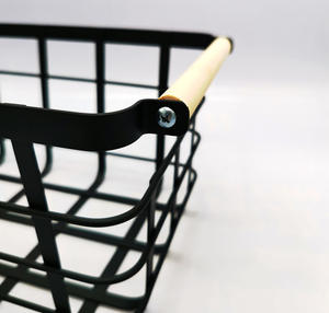 Nuovo prodotto cucina cucina cibo rettangolare metallo nero cesto portaoggetti <span class=keywords><strong>con</strong></span> maniglie in legno - Product Image 3