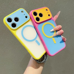 เคสแม่เหล็กสีโดปามีนตัดกันสำหรับ iPhone 17 16 15 14 13 Pro Max - ป้องกันเลนส์กล้องแบบหน้าต่างใหญ่ กันกระแทก - Product Image 5