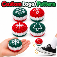 Hacky Sack de Noël personnalisé, fait main au crochet, motif flocon de neige et sapin, pour cadeaux de fêtes et jeux en plein air