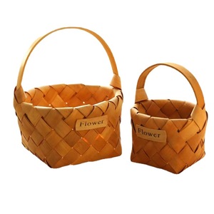 Festival fleur panier <span class=keywords><strong>saule</strong></span> tissé Portable <span class=keywords><strong>bois</strong></span> tissé puce en <span class=keywords><strong>bois</strong></span> outil <span class=keywords><strong>de</strong></span> mariage panier-cadeau - Product Image 5