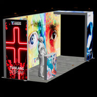 Stand d'exposition modulaire 6*3M, affichage multi-faces éclairé avec mur d'images géant et boîte à lumière supérieure, cube portable pour salon professionnel