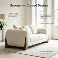 Ensemble de canapés modulaires en tissu modernes avec design capitonné et pieds en bois - 3 places en forme de L pour salon