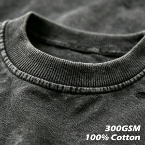 เสื้อยืดแขนยาวผ้าฝ้ายสองชั้นทรงวินเทจสำหรับผู้ชาย ลุคทำสีซีดขอบดิบ พิมพ์ลายกราฟิก รับผลิตแบบ OEM ODM พร้อมสกรีนโลโก้ สไตล์สตรีทแวร์ - Product Image 2