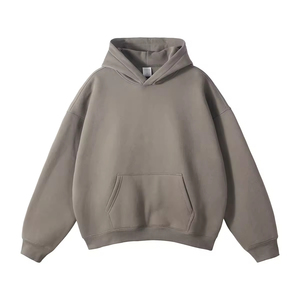 เสื้อฮู้ดดี้ผ้าฟลีซคอตตอนไม่มีเชือก ผ้ายืดพิมพ์ลายคุณภาพสูง สไตล์สตรีทแวร์ทรงโอเวอร์ไซส์ เสื้อฮู้ดดี้ผู้ชาย - Product Image 4