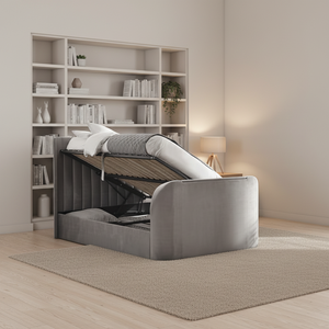 <span class=keywords><strong>Lit</strong></span> Double Queen Size avec Rangement Relevable, Cadre <span class=keywords><strong>de</strong></span> <span class=keywords><strong>Lit</strong></span> Rembourré Smart Cloud, Ottoman en Velours avec <span class=keywords><strong>TV</strong></span> Intégrée - Product Image 3