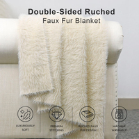 Plaid en fausse fourrure épais pour l'hiver, taille King, 100% polyester, couleur unie