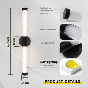 ไฟติดผนังกระจก LED โมเดิร์น คุณภาพสูง ดีไซน์ร่วมสมัย โครงเหล็ก กันน้ำ IP44 สำหรับตกแต่งห้องน้ำ ได้รับการรับรองมาตรฐาน CE - Product Image 4
