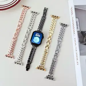 New Fashion Watch Leaf Style Metal Diamond Band Super 2 Stainless Steel Band Smart Watch Series 9 8 7 SE 6