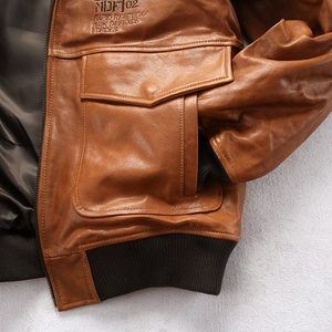 Personnalisé hiver indien G1 pilote Bomber en cuir véritable hommes brodé laine col mince mode haute qualité en peau de mouton vestes - Product Image 6