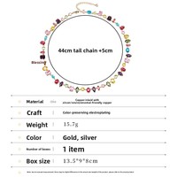 Collar de Cadena con Circonitas Cuadradas y en Forma de Lágrima, Chapado en Cobre, Cadena de Bambú, Joyería de Moda para Mujer