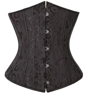 Plus Size Gothic 24 Boned Under bust Bustier Corset Top for Tummy Control