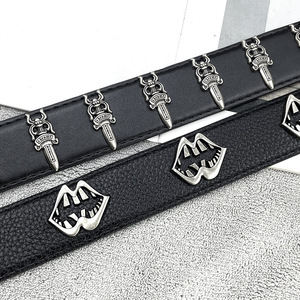 Nouvelle ceinture en cuir PU de qualité supérieure avec boucle en alliage vintage, style HipHop, lèvres punk, langue unique, pour homme, design cowboy, style Y2K, cloutée - Product Image 4
