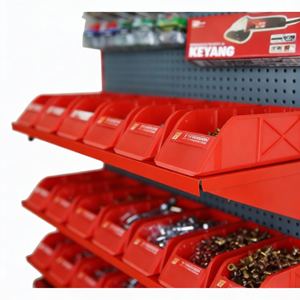 מתלה תצוגה לחומרי בניין כבדים - מדפי פגבורד ממתכת אדומה לכלי עבודה וחומרי קיבוע - Product Image 5