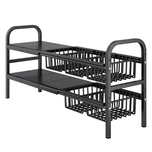 Organizador de Gabinete Expandible de Múltiples Niveles, Estante de Almacenamiento Debajo del Fregadero con Paneles y Cestas Extraíbles, <span class=keywords><strong>para</strong></span> Utensilios de Cocina - Product Image 6