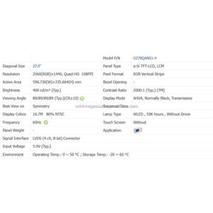 Écran LCD d'origine neuf G270QAN01.4 pour application industrielle G270QAN01.4 - Product Image 4