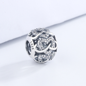 <span class=keywords><strong>Amor</strong></span> corazón Cruz de bola de plata colgante pulsera encanto completo CZ cuentas de circón - Product Image 2