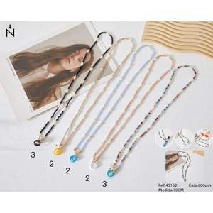 Breloque de téléphone perlée avec chaîne de 70 cm pour lunettes et accessoires capillaires - Product Image 1