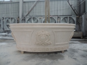 Nhà sang trọng trong nhà thiết kế hiện đại freestanding Tay Chạm Khắc bồn tắm màu be đá cẩm thạch đá bồn tắm đá cẩm thạch tự nhiên bồn tắm - Product Image 3