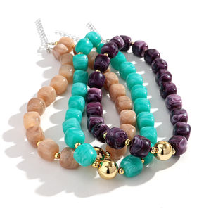 Collana di gioielli di nuova moda, collana di perle quadrate <span class=keywords><strong>colorate</strong></span>, geometriche rotonde dorate, - Product Image 1