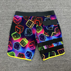 <b>Men's</b> Geometric Print Board Shorts Quick Dry Mid Waist Drawstring Casual Swim <b>Trunks</b> with Side Stripe Design - Product Image 4