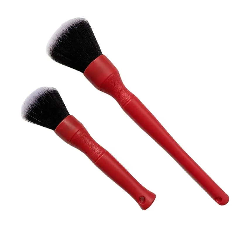 Poignée en plastique brosse de détail de voiture/brosse de détail intérieur de voiture nettoyage de voiture dépliable rouge/noir poignée en PP, sac en pp 110g