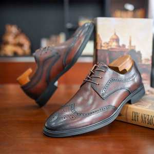 Nouvelle collection printemps : Chaussures en cuir pour hommes, formelles et décontractées, tendance, à bout large, style britannique, chaussures de gentleman - Product Image 4