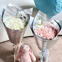 Papier d'emballage pour bouquet en carton argenté recyclable, motif nœud d'amour, épais, pour fleurs, 5 feuilles/sac, DIY floral
