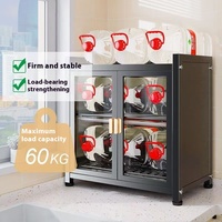 Étagère de rangement de cuisine multi-niveaux robuste et anti-poussière, organisateur de vaisselle en métal avec porte pour bols et casseroles