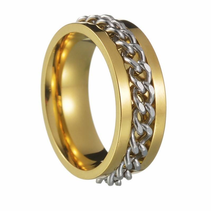 Gold ring with silver chain