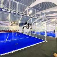 Équipe d'installation APEX disponible, meilleur prix, terrain de padel panoramique 100*100*3mm, terrain extérieur avec gazon Mondo de 12mm