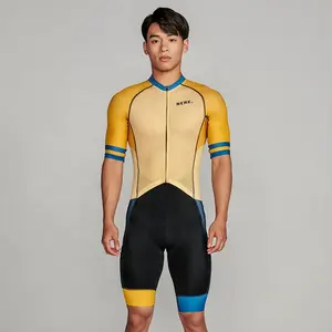 Traje personalizado de manga corta para ciclismo, traje de piel de Ciclismo de alto rendimiento con cremallera y etiqueta privada