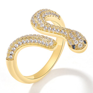 Anello a Forma di U con Pavé di Diamanti per Donne, Gioiello da Dito Regolabile di Lusso alla Moda - Product Image 1