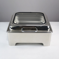 Plat à réchaud Happycooking en acier inoxydable avec couvercle transparent gris
