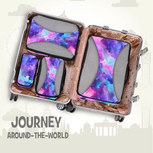 Ensemble de 6 cubes de rangement de voyage colorés pour valise, organisateurs de bagages avec fermeture éclair - Product Image 6