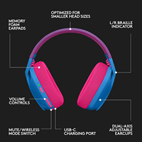 Auriculares para Juegos Logitech G435 LIGHTSPEED de 165 g, Micrófono Dual Beamforming de 40 mm, Batería de 18 Horas para PC, PS5, Switch
