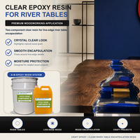 Resina Epoxi Transparente Ajustable AB para Mesas de Río, Madera con Borde Natural, Moldeo Profundo, Alta Dureza, Resistente a la Humedad