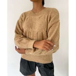 Suéter de Punto Casual Estilo Coreano con Cuello de Lazo, Suave, Largo o Corto, para Otoño o Invierno, con Estampado de Logotipo Frontal - Product Image 3