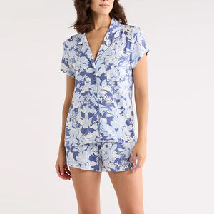 Vêtements de nuit pour femmes en bambou biologique Shortie Pyjamas Vêtements de détente à manches courtes durables Ensembles pour femmes Jersey personnalisé Vêtements pour femmes - Product Image 2