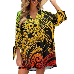 Hawaiian Tropical Floral Print <strong>Women's</strong> Plus Size Button Cover <strong>Blouse</strong> Long <strong>Half</strong> Sleeve Beach Bathing Suit Cover Ups - Product Image 1