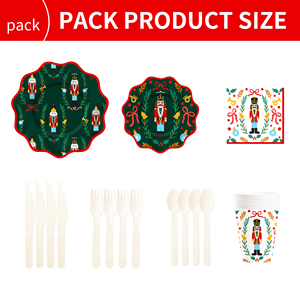Juego de Platos y Servilletas de Papel para Navidad DAMAI, Vajilla Desechable Verde para Fiestas, Platos, Vasos y Servilletas con Temática Navideña de Cascanueces - Product Image 2