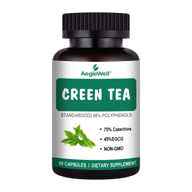 Aegelwell Green Tea Extract Capsules, Metabolic Skin Support Supplement, 60 Green Tea Herbal Capsules OEM Private Label