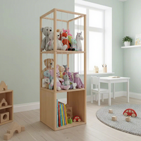 Boîte de rangement carrée moderne en bois massif sculpté pour jouets d'enfants, organisateur domestique pour placard et chambre, rangement pour animaux en peluche (thème zoo)