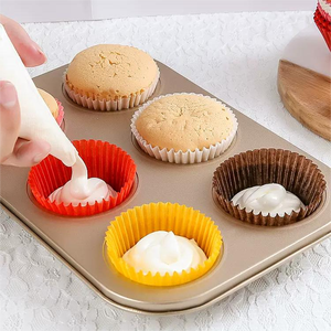 Revestimientos de magdalenas de <span class=keywords><strong>tulip</strong></span>án reciclables, tazas de papel para hornear, Mini revestimientos redondos para magdalenas - Product Image 3