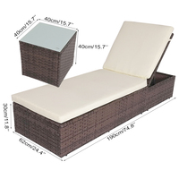 Chaise longue d'extérieur en métal pour patio, piscine et jardin, avec table d'appoint – Vente en gros usine